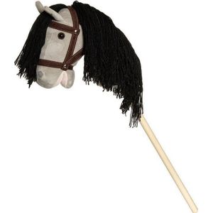 Teddykompaniet Horse on a stick Hobby Horse grijs met reins 80cm