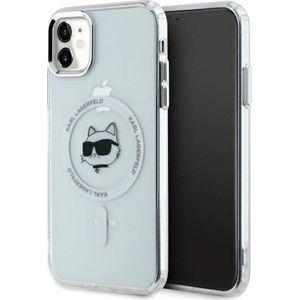 Karl Lagerfeld KLHMN61HLSCHH iPhone 11 / Xr 6.1 inch wit/wit hardcase IML Metal Choupette Head MagSafe
