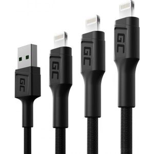 Green Cell 3x GC Ray USB cable Lightning 30, 120, 200cm, LED