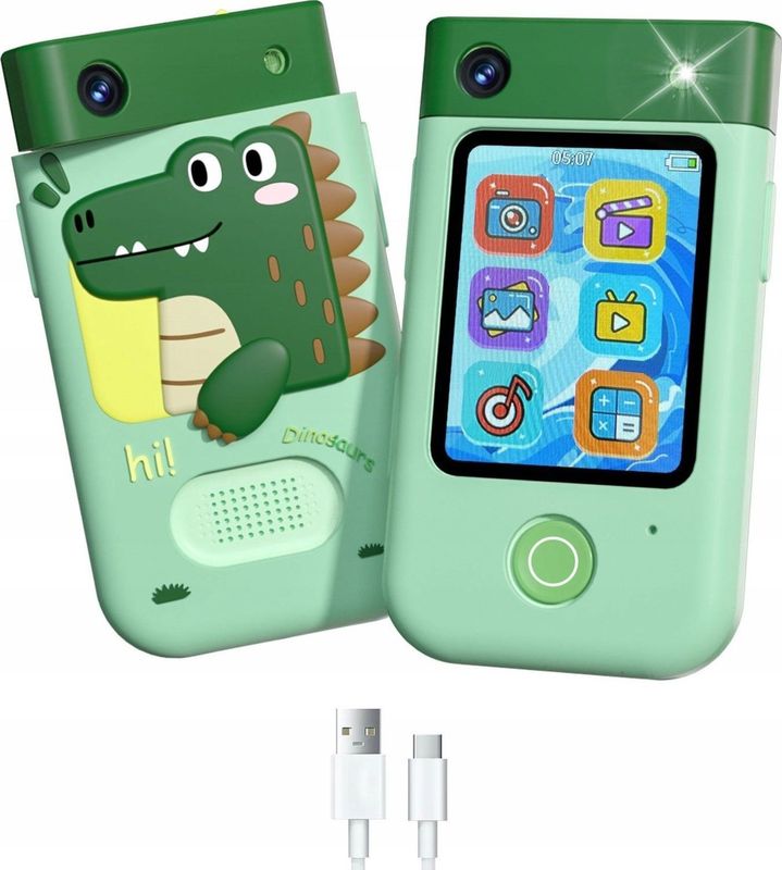 Xrec Aparat digitaal Aparat digitaal 48mp camera 1080p voor Dziecka Gry zaklamp Mp3 wekker telefoon / Bls-i9 / groen Dinozaur