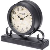 Home Styling Collection klok stołowy metaal na bureau komodę szafkę tafel zwart retro vintage 23 cm