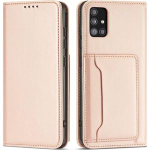 Hurtel Magnet Card Case etui voor Samsung Galaxy A52 5G hoes portemonnee na kaarten kaartenę standaard roze