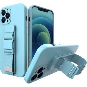 Hurtel Rope case gel etui van riemą łańcuszkiem torebka riem iPhone 13 Pro Max blauw