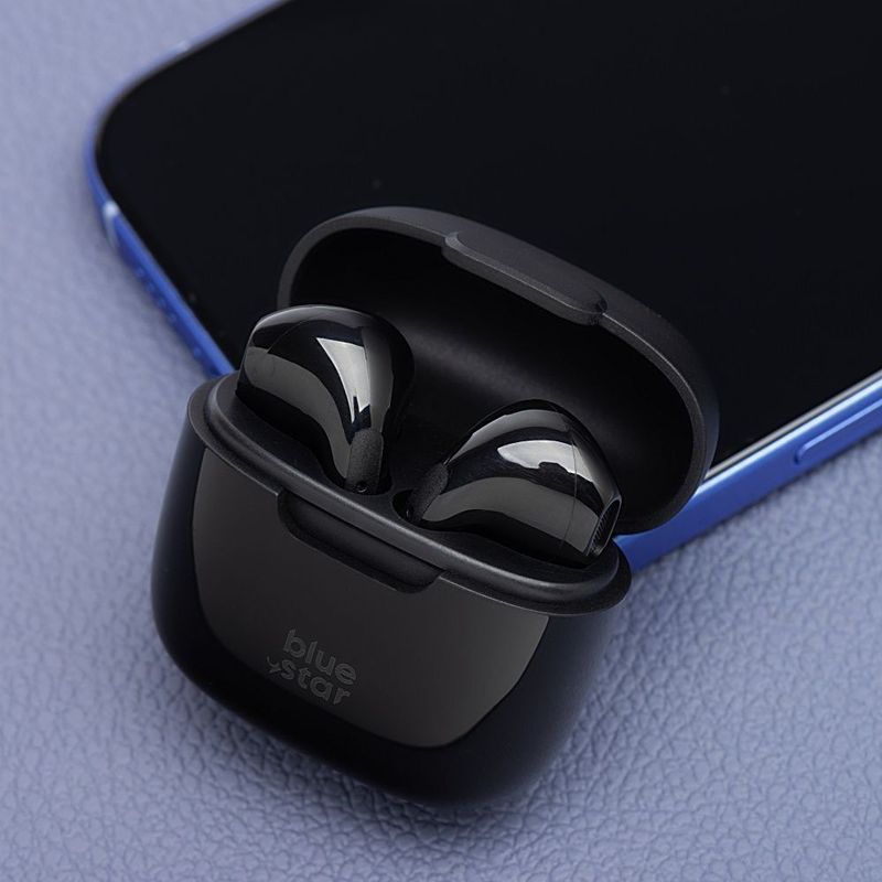 Blue Star blauw STAR koptelefoon draadloos bluetooth TWS FI7 zwart