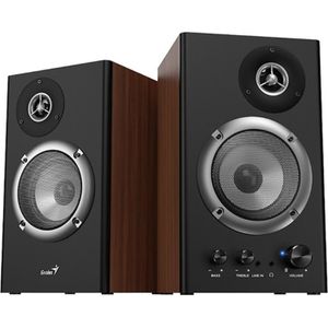 GENIUS luidsprekers computer luidsprekers SP-HF1200B, 2.0, 36W, bruin, regelbaar głośności, houten, 40Hz-20kHz