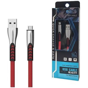 SENBONO CABLE Iphone 2.4A rood FLAT 2400mAh QUICK CHARGER QC 3.0 1M POWERLINE SMS-BW02- METAL PLUGS