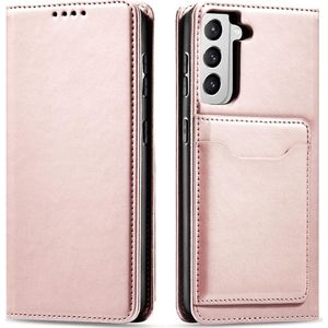 Hurtel Magnet Card Case etui voor Samsung Galaxy S22 hoes portemonnee na kaarten kaartenę standaard roze