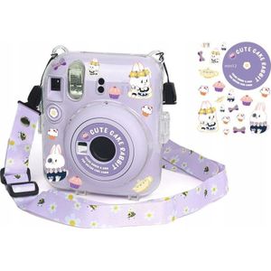 LoveInstant hoes tas Etui Case hoes voor Fujifilm Instax Mini 12 + stickers / zoet konijn
