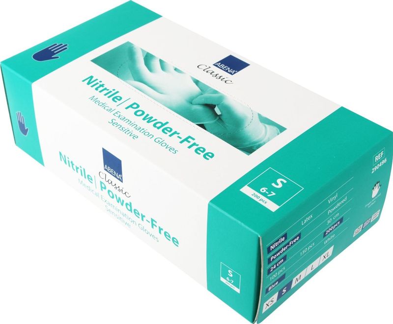 Antalis Nitrilhandske Classic Sensitive klein blå pudderfri 200stk/pak - (200 stk.)