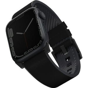 Uniq band Straden Apple Watch 4/5/6/7/SE 44/45mm Leather Hybrid Strap zwart/zwart