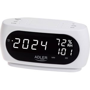 Adler klok wekker met pomiarem temperatuur en vocht AD 1186 - kleur wit