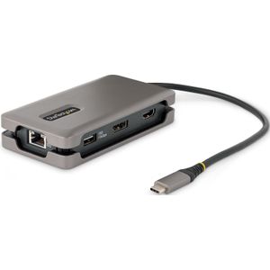 StarTech USB-C Multiport Adapter, 4K 60Hz HDMI/DP, 3-Port USB Hub, 100W Power Delivery Pass-Through, GbE, Travel Docking Station met Charging, Mini Dock, 30cm Wrap-Around Kabel