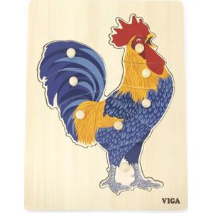 Viga Toys VIGA houten puzzel Montessori Kogut met Pinezkami