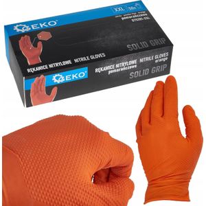 Geko handschoenen nitrylowe SOLID GRIP 50 stuks r. XXL pomarańczowe (10)