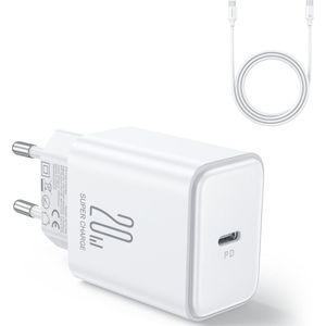 Joyroom oplader oplader netwerk JR-TCF06 USB-C PD 20W + kabel USB-C - wit