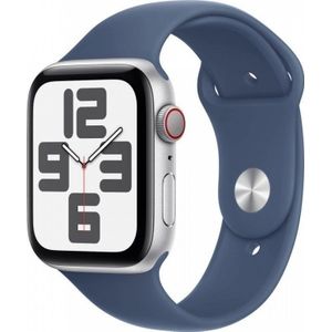 Apple Watch SE GPS + Cellular 44 mm zilver Aluminium Case met Denim Sport Band - M/L