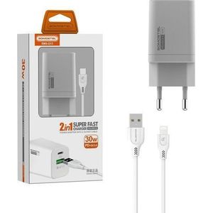 M oplader netwerk 30W + KABEL IPHONE witŁA SOMOSTEL POWER DELIVERY Q13 DUAL USB + PD