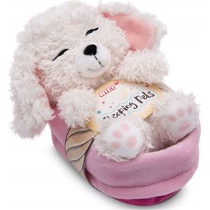 NICI 49749 mascotte wit poedel 12cm śpiący w mandje, roze groen