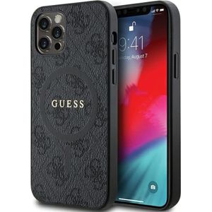 GUESS 4G collectie Leather Metal Logo MagSafe - Etui iPhone 12 / iPhone 12 Pro (zwart)