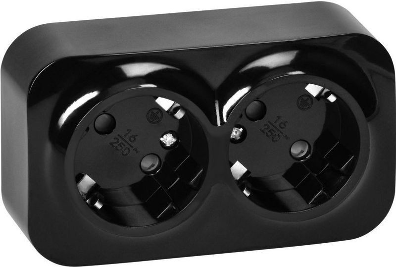 ORNO ToDo Gniazdo dubbel 2x2P+met, 16A/230VAC, IP20,Schuko,Czarne10 stuks