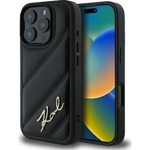 Karl Lagerfeld KLHCP16LPQDSMGK iPhone 16 Pro 6.3 inch zwart/zwart hardcase Quilted Signature