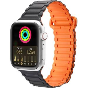 Dux Ducis Strap (Armor Version) band Apple Watch SE, 8, 7, 6, 5, 4, 3, 2, 1 (41, 40, 38 mm) siliconen magnetisch band armband zwart-oranje