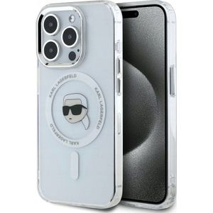 Karl Lagerfeld Case IML Metal Karl Head MagSafe voor iPhone 15 Pro Max wit