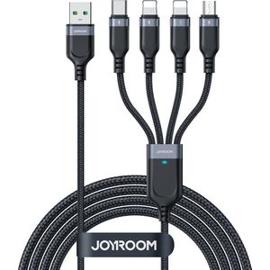 Joyroom Kabel USB USB-A - 2x USB-C + Lightning + microUSB 1.2 m zwart (JYR777)