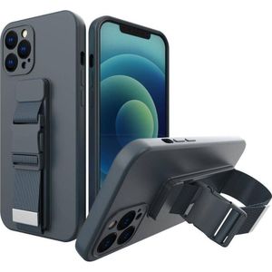 Hurtel Rope Case siliconen etui van riemą torebka riem band voor Samsung Galaxy A13 5G marineblauw