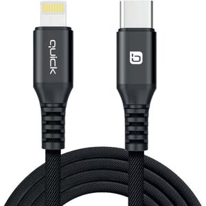 Quick QB-111 Braided Charhing en Data Cable USB-C to Lightning 1.5m