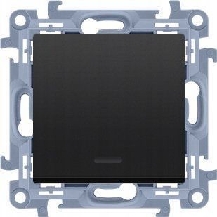 Kontakt-Simon connector schodowy Simon 10 CW6L.01/X/49 universeel zonder piktogramu met onderświetleniem LED module 10AX, 250V~, klemmen śrubowe. Może być użyty hoe schodowy of jednobiegunowy zwart mat