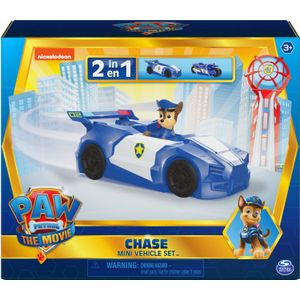 Spin Master PAW Patrol De Film, Mini Chase voertuig, set met figuur en 2-in-1 politiewagen en motor