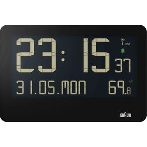 Braun BC 14 zwart afst. bed. wandklok digitaal