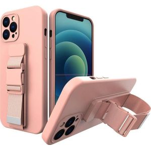 Hurtel Rope Case silicone case case met riem string strap voor Samsung Galaxy A23 roze