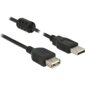 Delock USB Verl. A -> A St/Bu 1.50m zwart