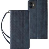 Hurtel Magnet Strap Case etui voor iPhone 13 hoes portemonnee + mini riem hanger blauw