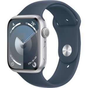 Apple Watch Series 9 GPS 41mm zilver Aluminium Case met Storm blauw Sport Band - S/M