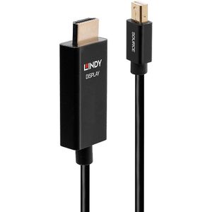 Lindy 40923 video kabel adapter 3 m Mini DisplayPort HDMI Type A (Standaard) Zwart