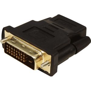 No-Name DVI-D 24+1 > HDMI (ST-BU) Adapter vergoldet zwart