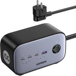 UGREEN stekkerdoos stekkerdoos EU CD270, 3x USB-C, 1x USB-A , 2x AC, 100W, 1.8m Kabel USB-C voor Micro USB 15232, 1m (zwart)