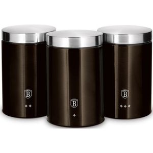 Berlinger Haus Set van 3 containers BH/6828 metaal Line Shiny zwart Edition