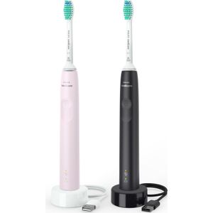 Philips 3100 series HX3675/15 2x Sonische, elektrische tandenborstels - Zwart/Roze