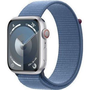 Apple Watch Series 9 GPS + Cellular 45mm zilver Aluminium Case met Winter blauw Sport Loop