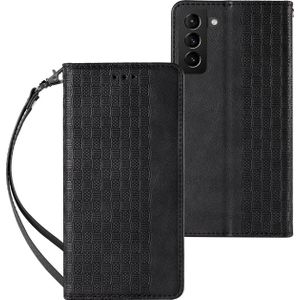 Hurtel Magnet Strap Case etui voor Samsung Galaxy S22 Ultra hoes portemonnee + mini riem hanger zwart