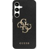 GUESS Grained Big 4G Logo klein Classic Logo case voor Samsung Galaxy S25 Ultra zwart