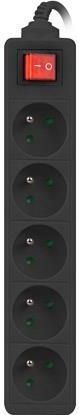 Lanberg 3M zwart LANTERGE CURVE 5X 230V PL met CIRCUIT BREAKER, FULL COPPER