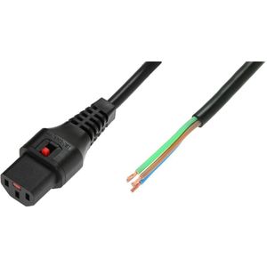 Digitus Power Cable, Stripped End, H05VV-F 3 X 1.00mm2 to C13 IEC LOCK, 2m zwart