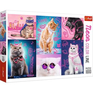 Trefl Neon Color Line - Super katten - puzzel - 1000 stukjes