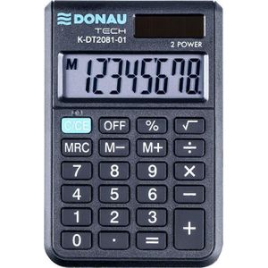 Donau rekenmachine rekenmachine kieszonkowy TECH, 8-cyfr. wyświetlacz, wym. 90x60x11 mm, zwart