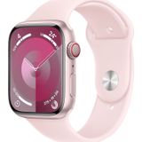 Apple Watch Series 9 GPS + Cellular 45mm roze Aluminium Case met licht roze Sport Band - M/L